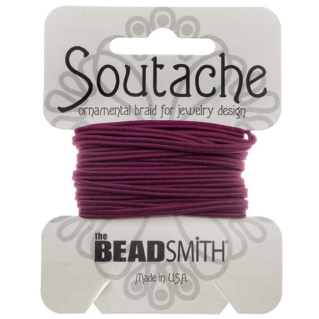 The Beadsmith Soutache Braided Cord 3mm Wide - Magenta (3 Yards)
