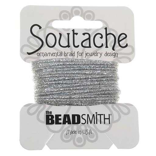 The Beadsmith Textured Metallic Soutache Braided Cord 3mm Wide - Silver (3 Yards)