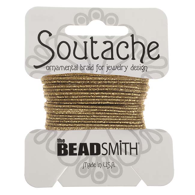 The Beadsmith Textured Metallic Soutache Braided Cord 3mm Wide - Matte Gold /3 Yards
