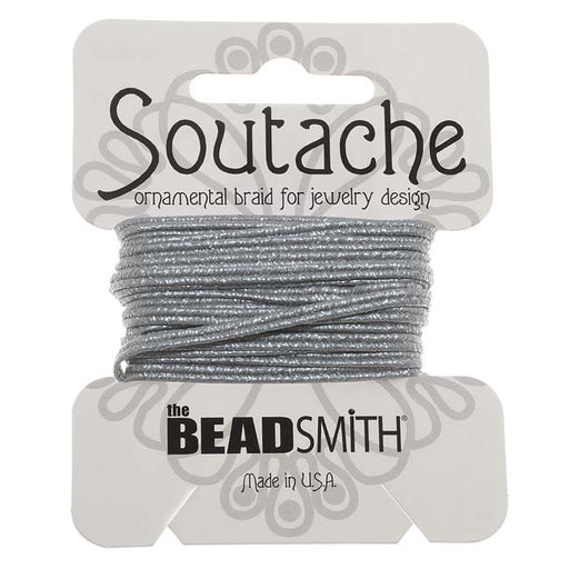 The Beadsmith Textured Metallic Soutache Braided Cord 3mm - Matte Silver (3 Yards)