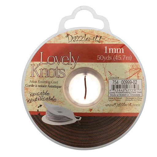 Lovely Knots - Asian Knotting Cord 1mm Thick - Lt Chocolate (50 Yards On Bobbin)