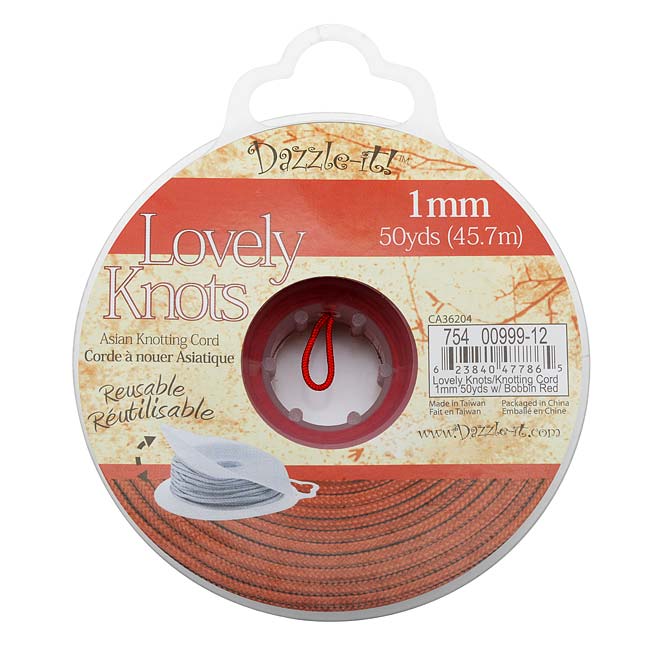 Lovely Knots - Asian Knotting Cord 2mm Thick - Red (50 Yards On Bobbin)