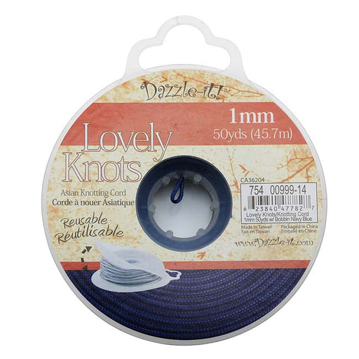 Lovely Knots - Asian Knotting Cord 1mm Thick - Navy Blue (50 Yards On Bobbin)