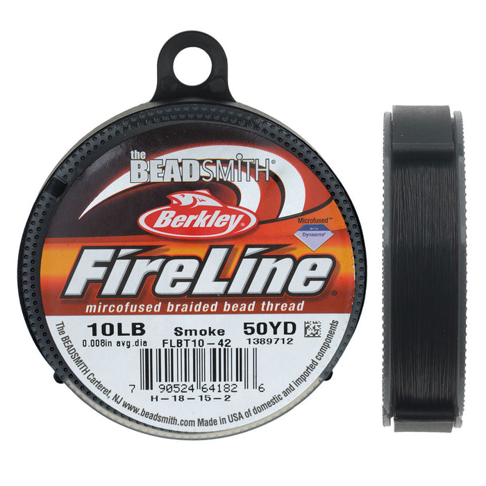 FireLine Braided Beading Thread, 10lb Test and 0.008 Thick, Smoke Gray (50 Yards)