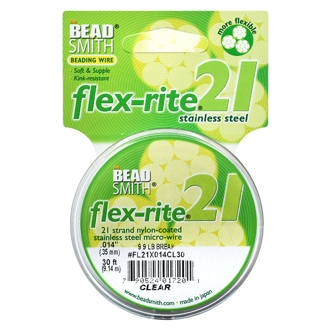 The Beadsmith Flex-Rite Beading Wire, 21 Strand .014" Thick, 30 Foot Spool, Clear