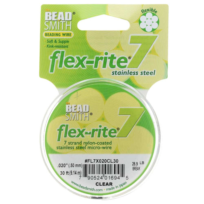 The Beadsmith Flex-Rite Beading Wire, 7 Strand .02 Thick, 30 Foot Spool,  Clear — Beadaholique