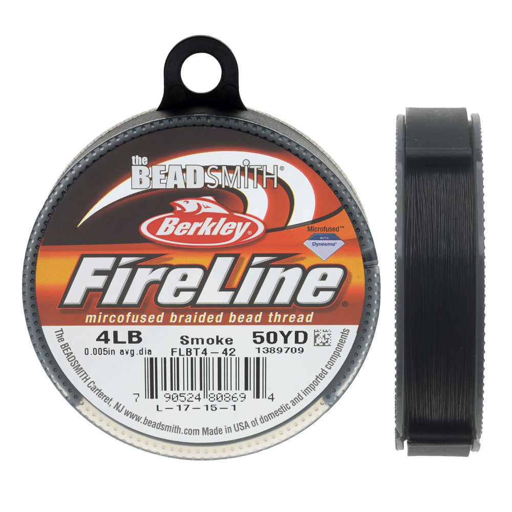 FireLine Braided Beading Thread, 4lb Test and 0.005 Thick, Smoke Gray (50 Yards)