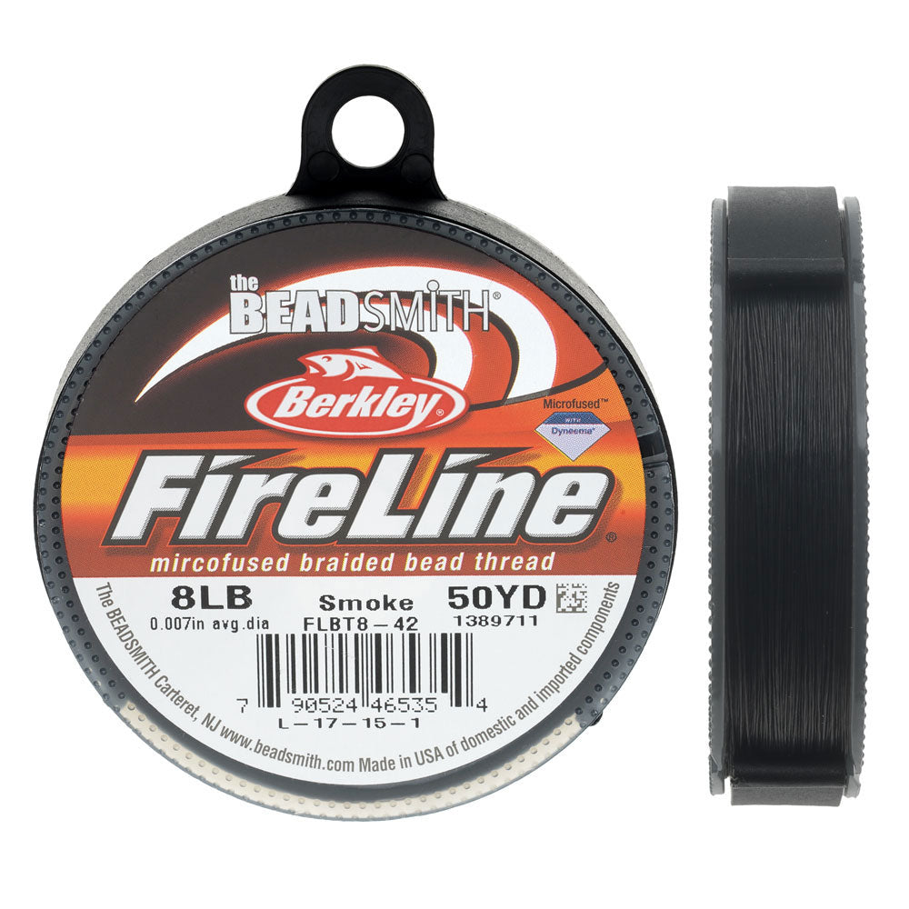 FireLine Braided Beading Thread, 8lb Test and 0.007 Thick, Smoke Gray (50 Yards)
