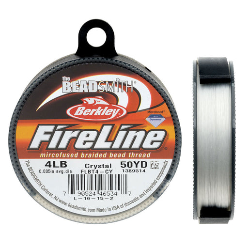 FireLine Braided Beading Thread, 4lb Test and 0.005 Thick, Crystal Clear (50 Yards) — Beadaholique