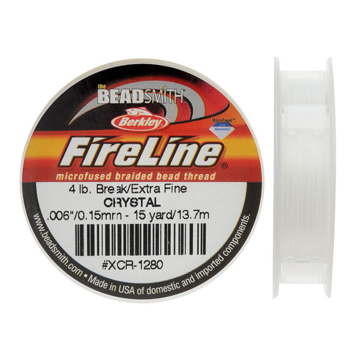 FireLine Braided Beading Thread, 4lb Test and 0.005 Thick, Crystal Clear  (15 Yards) — Beadaholique