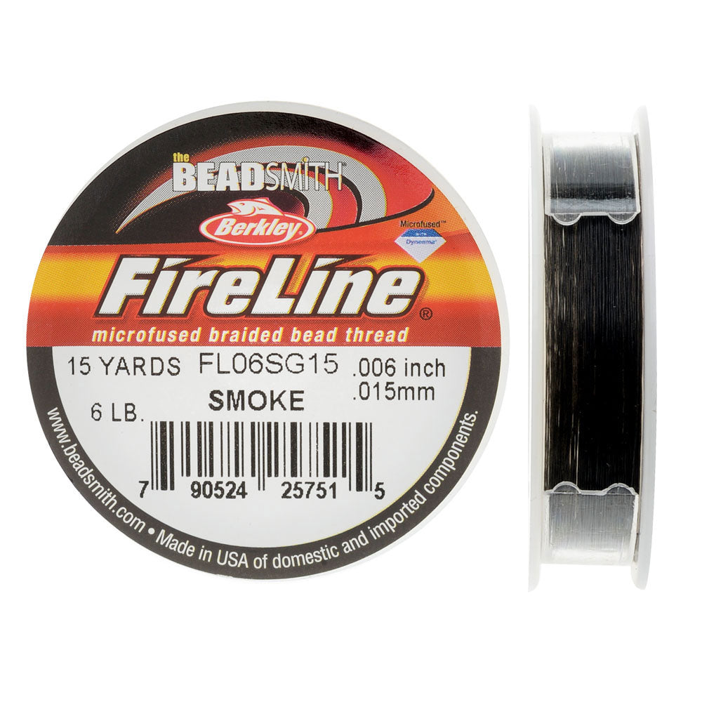 FireLine Braided Beading Thread, 6lb Test and 0.006 Thick, 15 Yard Mini Spool, Smoke Gray