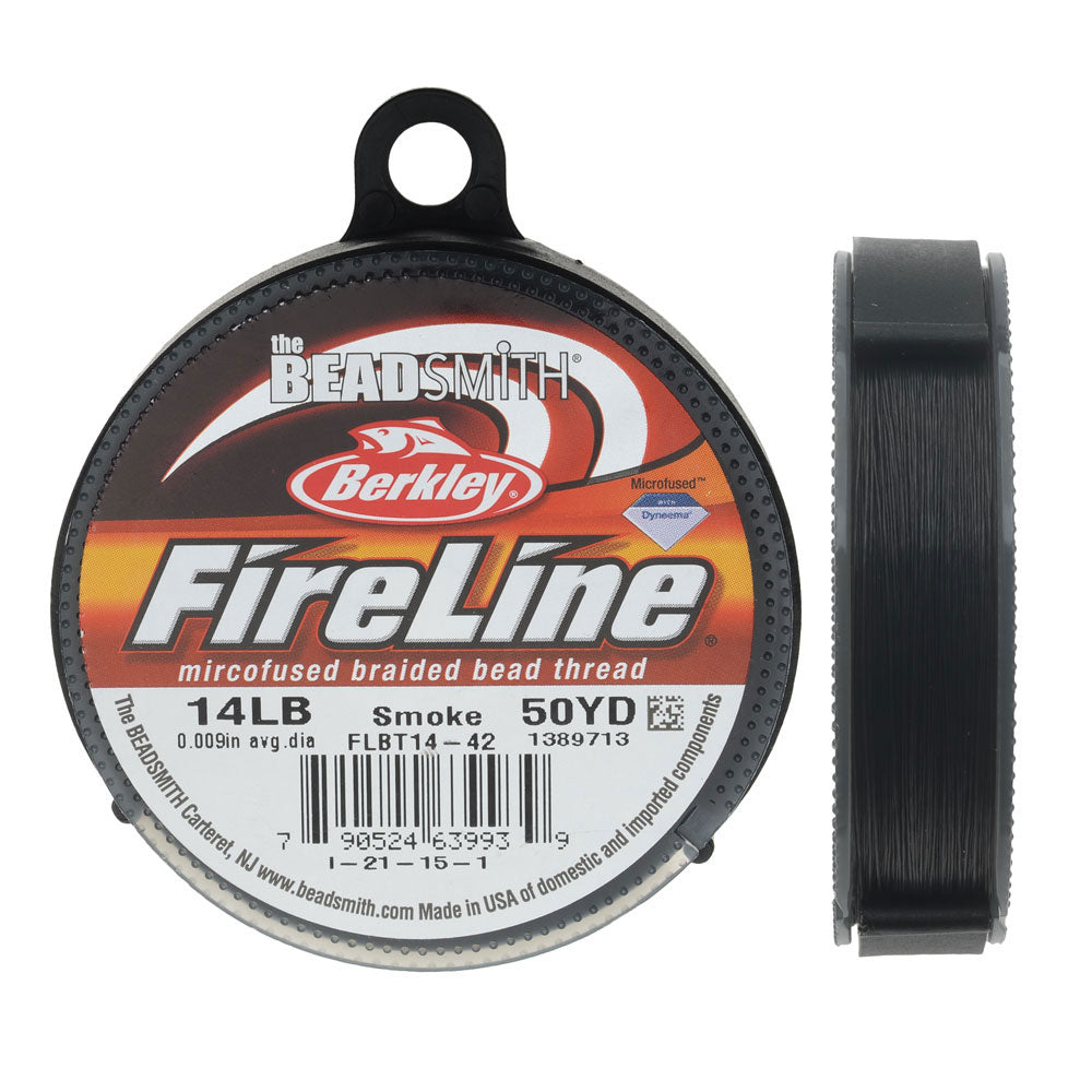 FireLine Braided Beading Thread, 14lb Test and 0.009" Thick, Smoke Gray (50 Yard Spool)