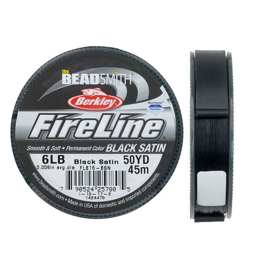 FireLine Braided Beading Thread, 6lb Test Weight and .006" Thick, Black Satin (50 Yard Spool)