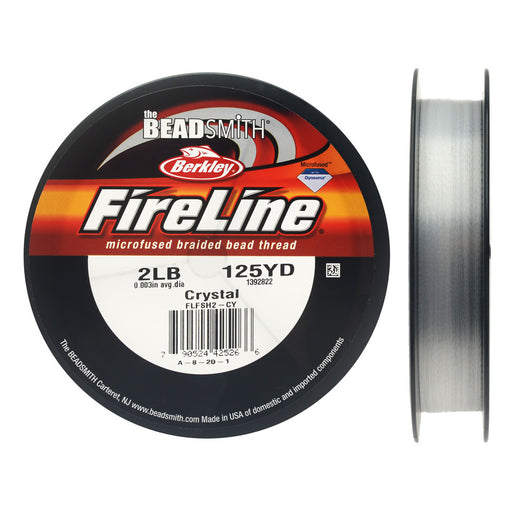 FireLine Braided Beading Thread, 2lb Test and 0.003" Thick, Crystal Clear (125 Yards)