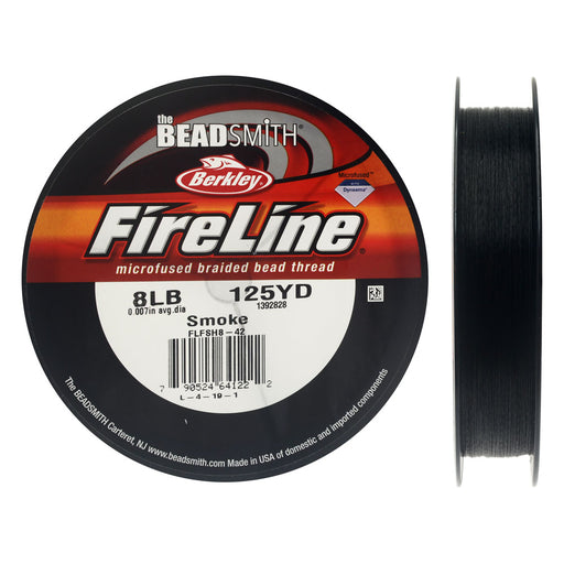 FireLine Braided Beading Thread, 8lb Test and 0.007" Thick, Smoke Gray (125 Yards)