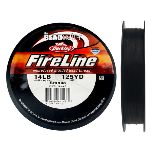 FireLine Braided Beading Thread, 14lb Test and 0.009" Thick, Smoke Gray (125 Yards)