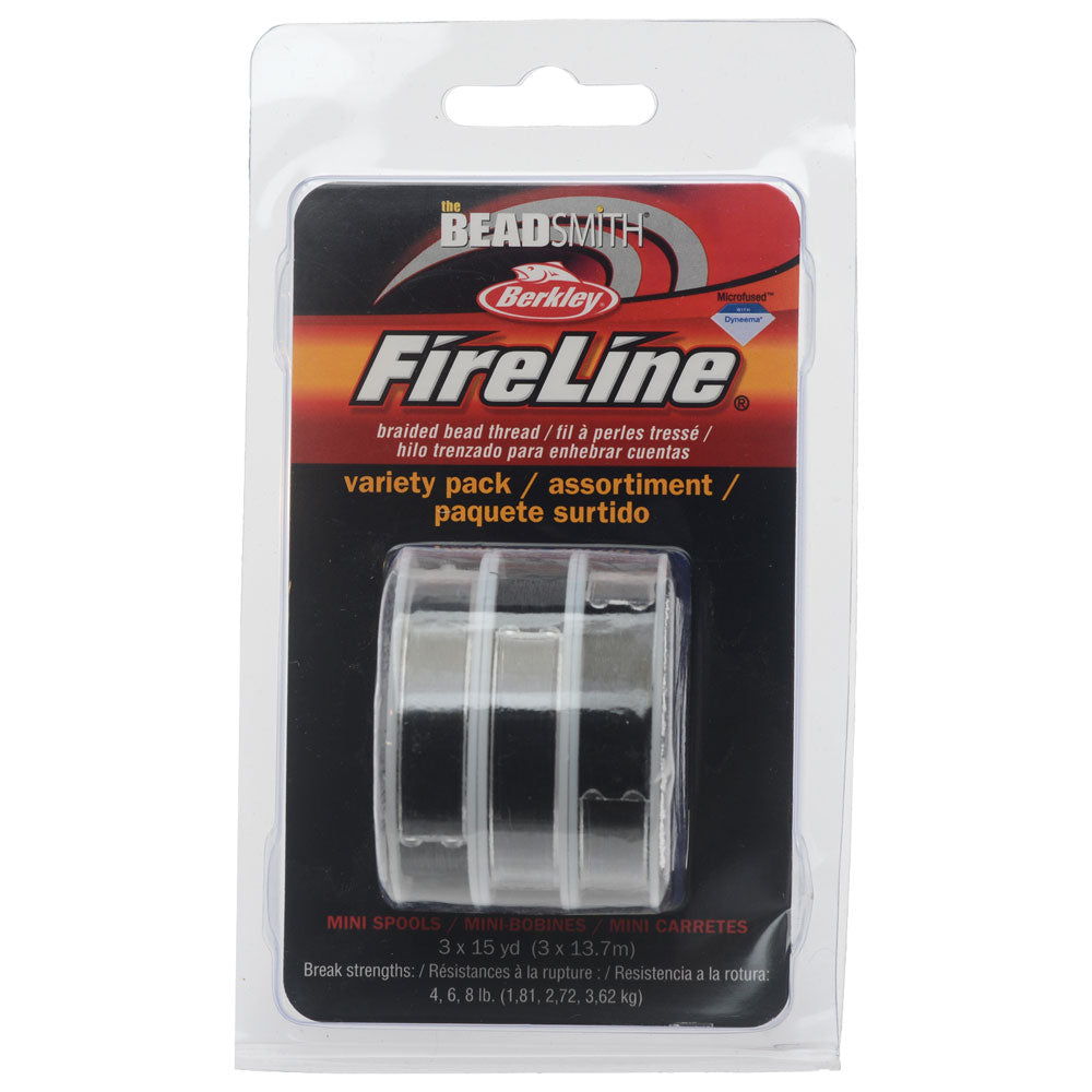 FireLine Braided Beading Thread Pack, 4-6-8lb Test Weights, Three