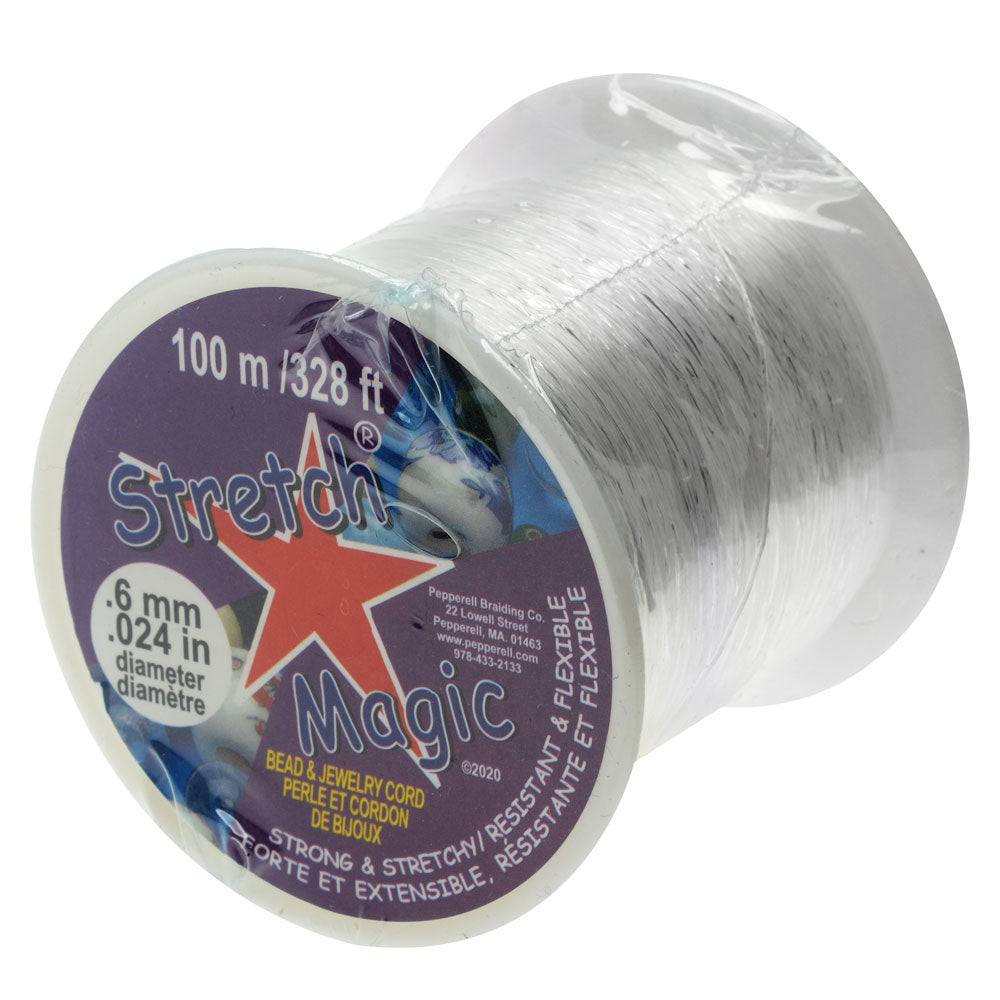 Stretch Magic Cord, Round .6mm (.024 Inch) Thick, 100 Meter Spool, Clear