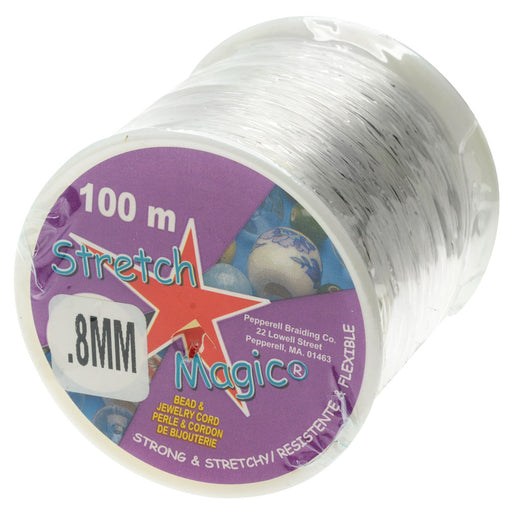 Stretch Magic Cord, Round .8mm (.031 Inch) Thick, 100 Meter Spool, Clear