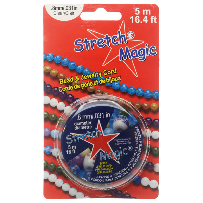 Stretch Magic Cord, Round .8mm (.031 Inch) Thick, 5 Meter Spool, Clear