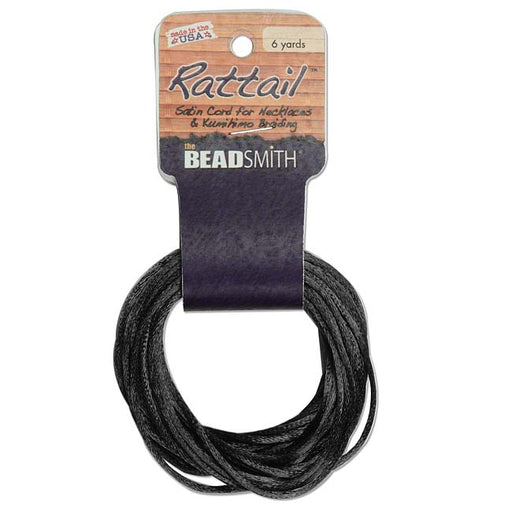 The Beadsmith Satin Rattail Braiding Cord 3mm Black 6 Yards - For Kumihimo