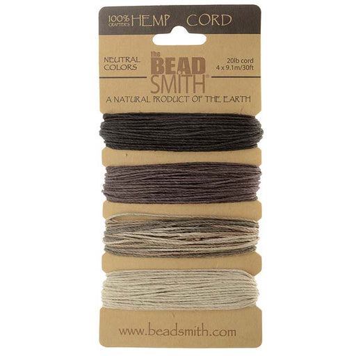 Natural Hemp Twine Bead Cord 1mm Four Color Assorted Variety Pack - 30 Feet Each