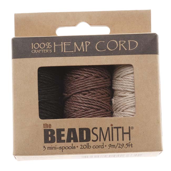 Natural Hemp Twine Bead Cord 1mm Three Color Assorted Variety Pack - 29.5 Feet Each