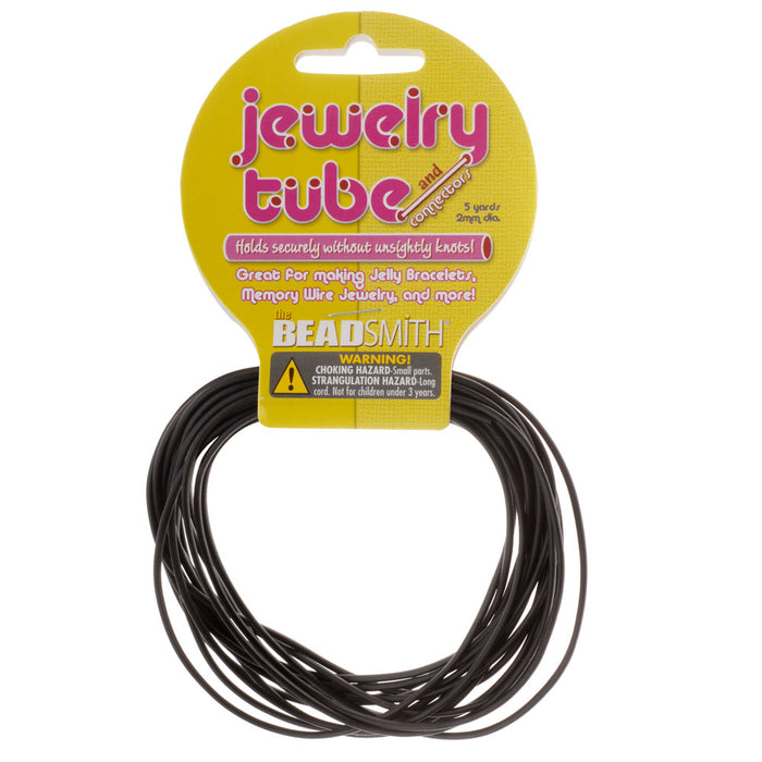 Black Rubber Tube For Jelly Necklaces & Bracelets / 5 Yards