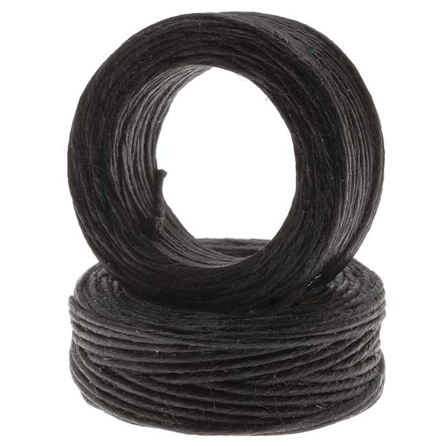 Waxed Irish Linen Necklace or Knotting Cord 1mm Black - 10 Yards