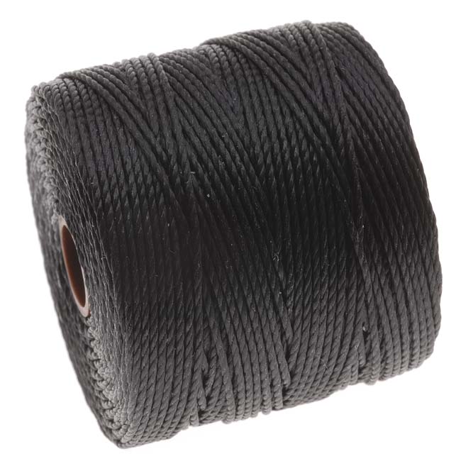 Beadsmith Super-lon Cord - Size #18 Twisted Nylon - Black (77 Yard Spool)
