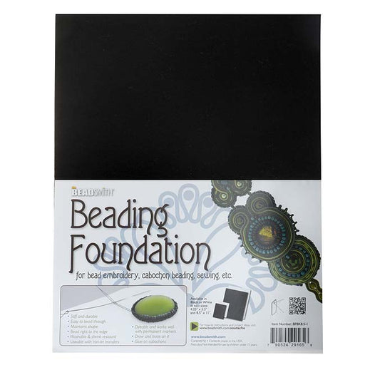 The Beadsmith Beading Foundation  - For Embroidery Work - Black 11x8.5 Inches, 1 Sheet