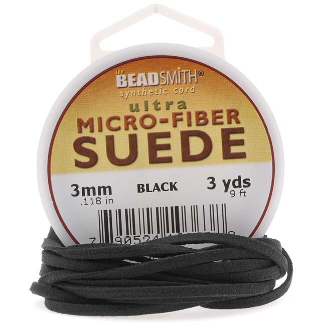 Beadsmith Black Faux Leather Suede Beading Cord 9ft (3 yd) Spool