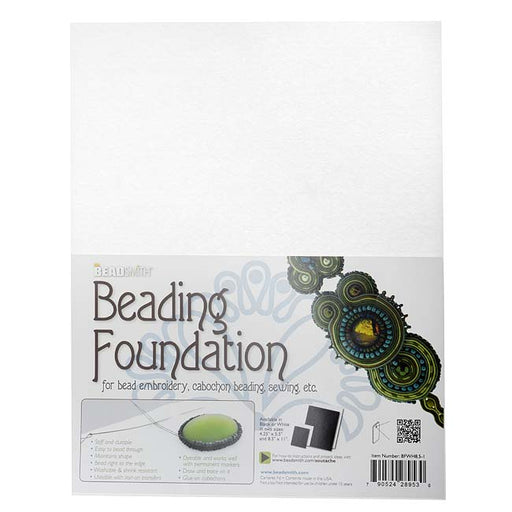 The Beadsmith Beading Foundation  - For Embroidery Work - White 11x8.5 In. (4 Pack)