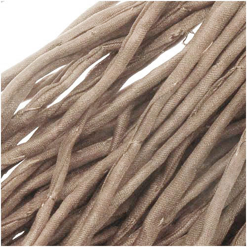 Silk Fabric String, 2mm Diameter, 42 Inches Long, Light Latte Brown (1 Strand)