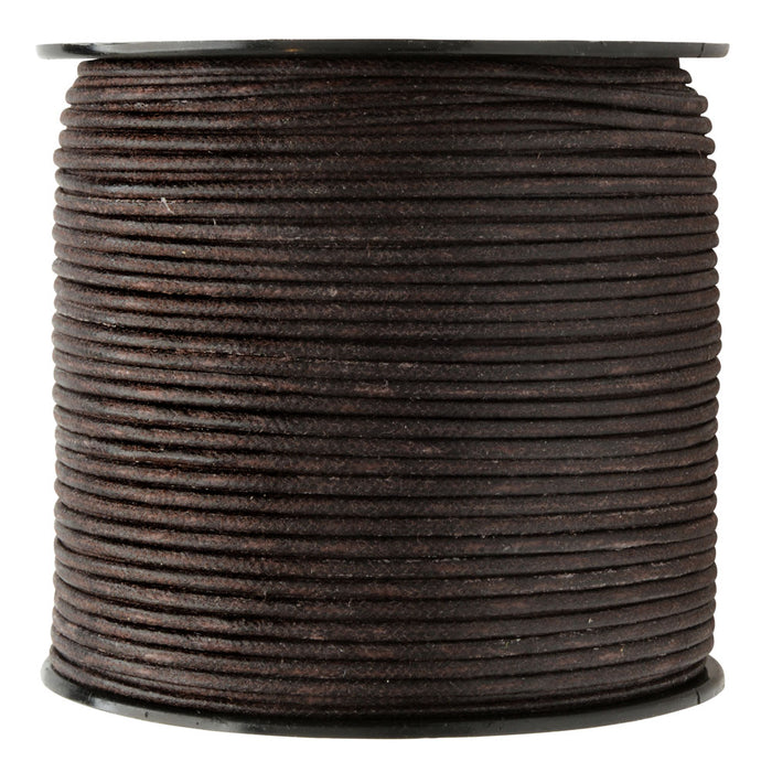 Su-Preme Waxed Cotton Cord, Round 2mm Thick, 75 Yards (68.5 Meters), Brown