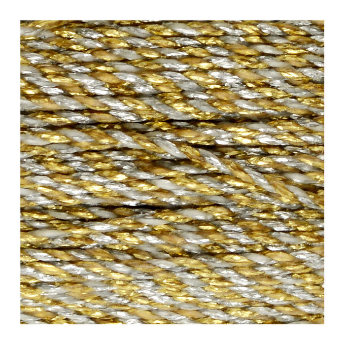 Knot-It Waxed Brazilian Cord, 2-Ply Polyester 0.7mm Thick, Metallic Gold & Silver Mix (15 Yards)