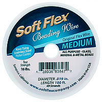Soft Flex, 49 Strand Medium Beading Wire .019 Inch Thick, Satin Silver (100 Feet)
