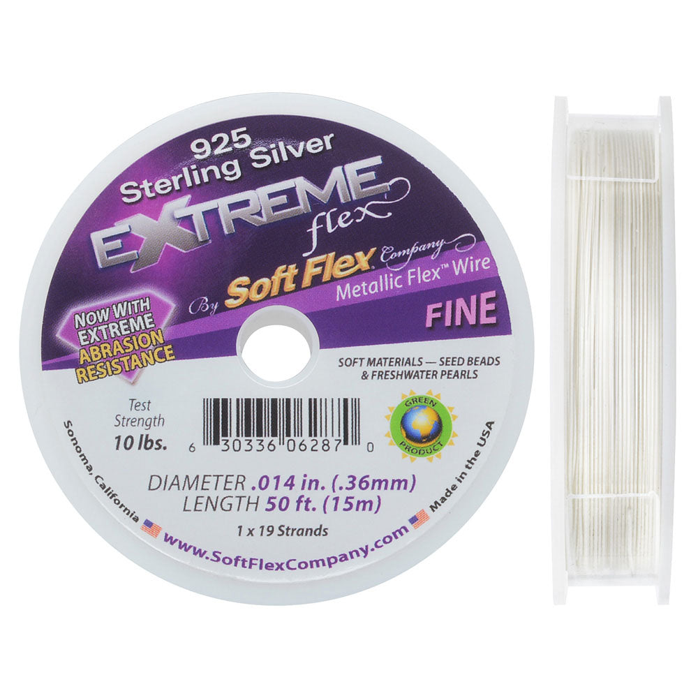 Soft Flex, Extreme Flex 19 Strand Fine Beading Wire .014 Inch, Silver Plated (50 feet)