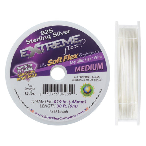Soft Flex, Extreme Flex 19 Strand Medium Beading Wire .019 Inch, Silver Plated