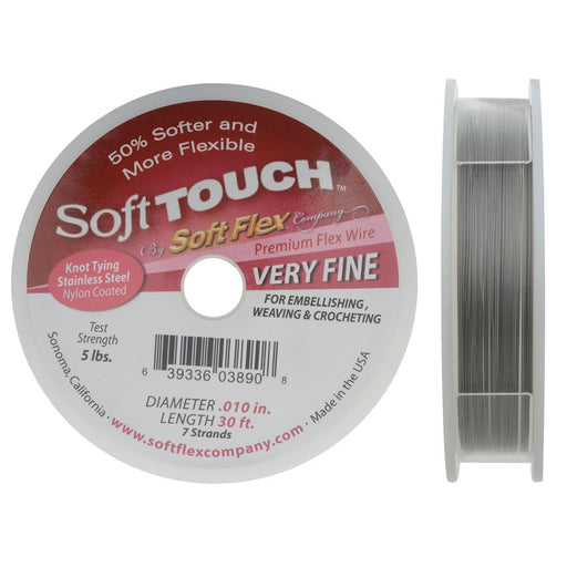 Soft Flex, Soft Touch 7 Strand Very Fine Beading Wire .010 Inch Thick, Satin Silver (30 Feet)