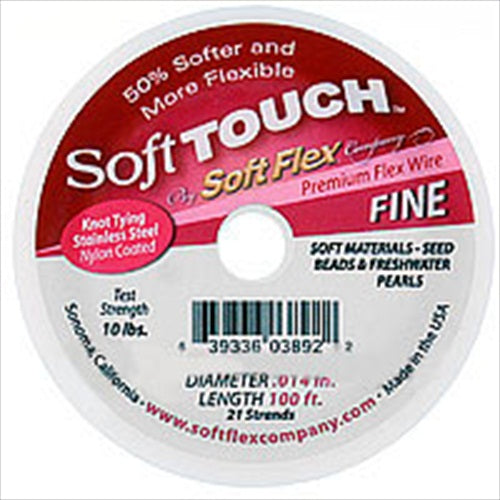 Soft Flex, Soft Touch 21 Strand Fine Beading Wire .014 Inch Thick, Satin Silver (100 Feet)