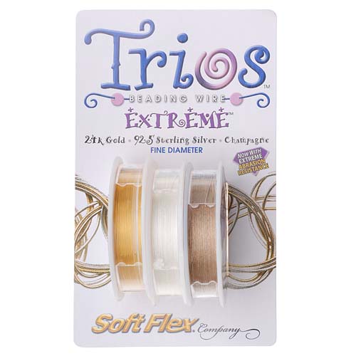 Soft Flex Beading Wire Lot Trios Set Extreme Metallics .014 Inch - 10 Ft. Per Color
