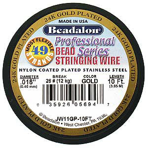 Beadalon Wire 24K Gold Plated 49 Strand .018 Inch / 10Ft
