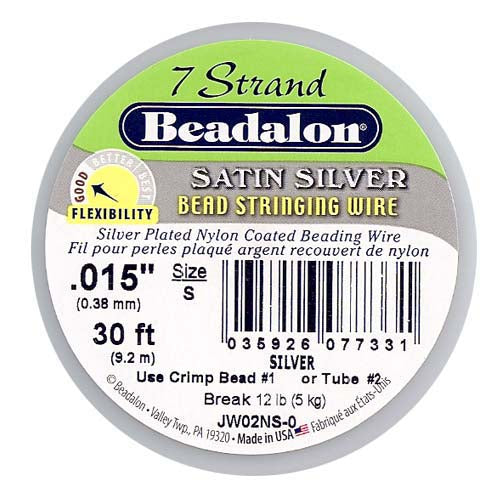 Beadalon Wire "Satin Silver" 7 Strand .015 Inch / 30Ft