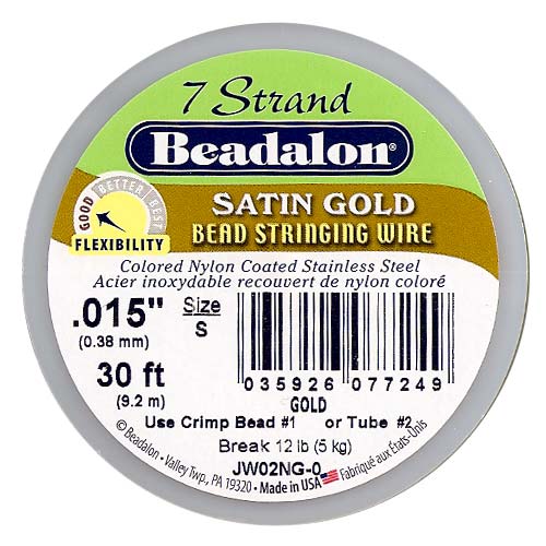 Beadalon Wire Satin Gold 7 Strand .015 Inch / 30Ft