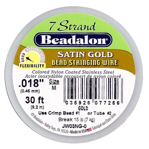 Beadalon Wire Satin Gold 7 Strand .018 Inch / 30Ft 