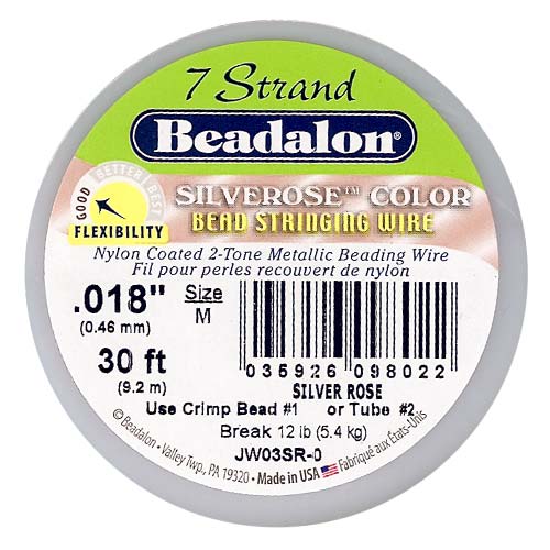 Beadalon Beading Wire Silverose 7 Strand .018 Inch / 30 Feet