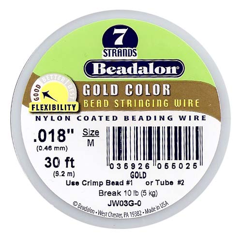 Beadalon Wire Gold Color 7 Strand Medium .018 Inch / 30Ft
