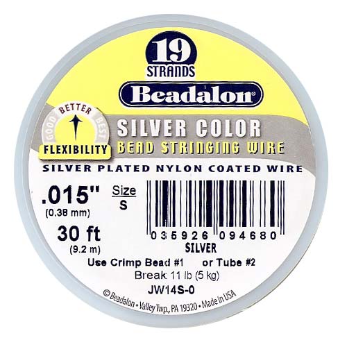 Beadalon Beading Wire Silver Color 19 Strand .015 Inch / 30 Feet