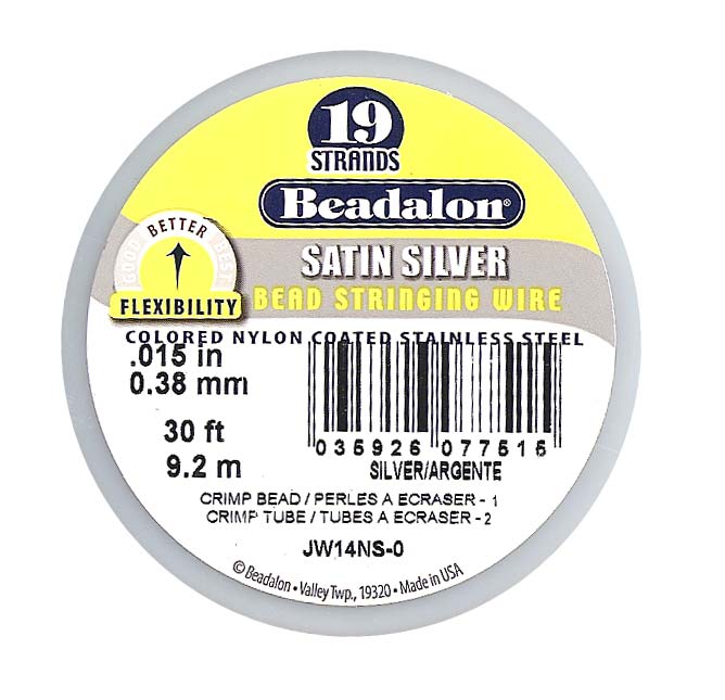 Soft Flex Beading Wire, Satin Silver.019 inch, 30 Feet | BDC-419.00